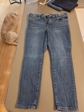Women’s Straight Leg Bootlegger Jeans in Medium Blue Denim
